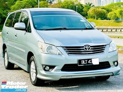 2012 TOYOTA INNOVA 2.0 G AUTO NEW FACELIFT. FULL BODYKIT. ANDROID PLAYER. REVERSE CAMERA. 2 AIRBAG. ONE CAREFUL OWNER.