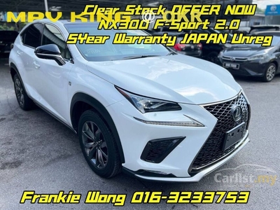 Recon 2018 Lexus NX300 2.0 F Sport CLEAR STOCK OFFER NOW 300UNITS ( FREE SERVICE / FREE 5 YEAR WARRANTY / COATING / POLISH ) 2019 - Cars for sale