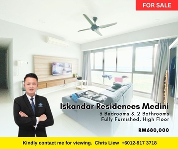 Iskandar Residence @ Medini high floor fully furnished unit, unblock view luxury condo. ONE unit available! Hot selling!