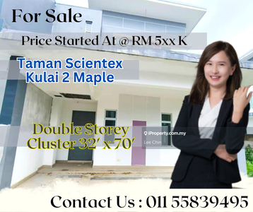 Taman scientex kulai double storey cluster 3min to highway for sale