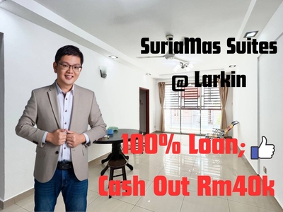 Cash Out Rm40k Full Loan Unit !! SuriaMas Suite @ Larkin 3 Bedrooms Apartment For Sale
