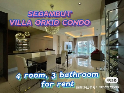 Villa orkid condo for rent, segambut, fully furnished, 2 carpark