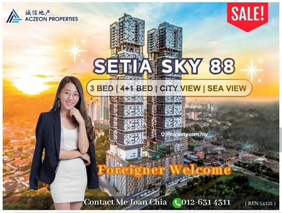 Setia Sky 88, 3 bed High Floor with Nice Unblock View, Free Legal Fees