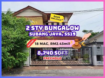 Bank Auction Save Rm1.37mil 2 Storey Bungalow @ Ss19 Subang Jaya