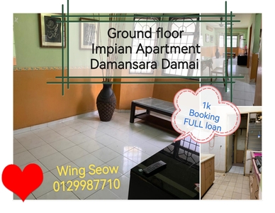 Ground Floor Cheapest Impian Apartment Damansara Damai 1k booking cash back 100% Loan