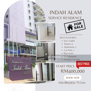 Indah Alam Service Residence Shah Alam Seksyen 22 for Sale , 100% Loan