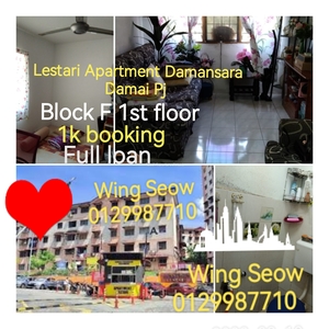 Lestari Apartment Damansara Damai 1k booking Block F 1st floor cash back full loan