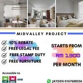 GOLDEN TRIANGLE@ MIDVALLEY PROJECT ( FREE FURNITURE+ 10% REBATE+ FREE MOT) COVER WALKWAY TO LRT MRT LINK 2 HIGHWAY