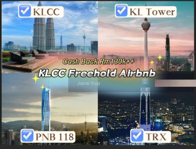 [FREEHOLD 1km KLCC] - Capital gain 10% + Return 6% Fully furnished with RM130k cashback