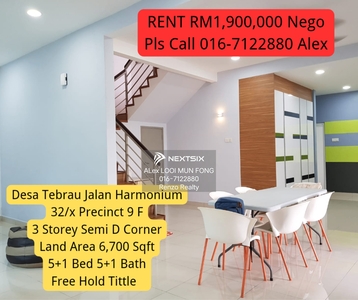 Desa Tebrau Jalan Harmonium 32/x 3 Storey Semi D Corner Lot For Sale Mount Austin Johor Bahru