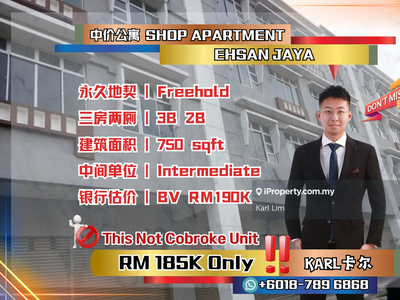 Ehsan Jaya Apartment 750 sqft Freehold Original Bare Unit Johor Bahru