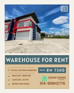 Kuching 13th Mile Double Storey Semi-D Industrial Warehouse For RENT