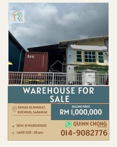 Kuching Demak Laut Double Storey Semi-D Warehouse for Sale