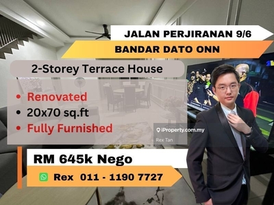 Fully Furnish 20x70 Double Storey House Perjiranan 9@Bandar Dato Onn