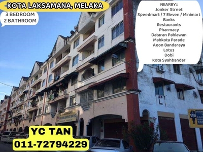 MELAKA TOWN APARTMENT STRATEGIC LOCATION NON BUMI LOT GOOD CONDITION ATTRACTION NEARBY CONVENIENT
