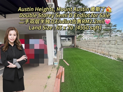 Austin heights double storey semi d endlot for sale/ near mount austin edl ciq setia indah bandar dato onn seri austin