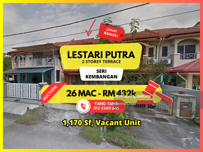 Bank Auction Save Rm68k 2 Storey Terrace Putra Permai MRT Aeon Equine