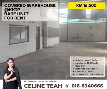Covered Warehouse @ KKIP | Bare Unit | For Rent