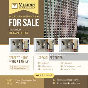 Mutiara Heights, 850 sq.ft, Partially Renovated, Jelutong