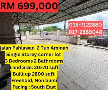 Taman Ungku Tun Aminah Jalan Pahlawan 1 Storey Corner House For Sale Mutiara Rini Nusa Bestari