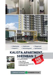 Kalista 1 Apartment, Seremban 2 for Rent, Best Offer