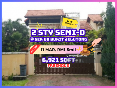 Bank Auction Save Rm800k 2 Sty Semi D @ U8 Bukit Jelutong Shah Alam
