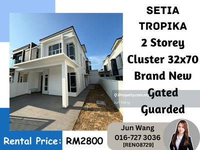 Setia Tropika, 2 Storey Cluster 32x70, Brand New Unit, Gated Guarded