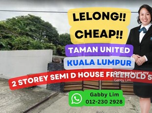 Lelong Super Cheap 2 Storey Semi D House @ Taman United Kuala Lumpur