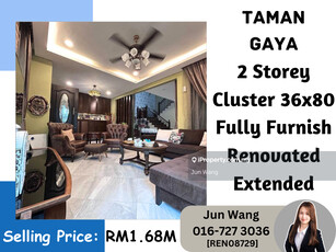 Taman Gaya, 2 Storey Cluster End Lot 36x80, Renovated & Extended