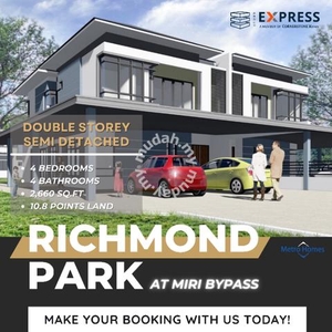 NEW Double Storey Semi-D at Richmond Park, Jalan Bypass Miri