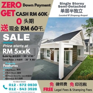 RM 4500 Only Down Payment get New Single Storey Semi Detached House