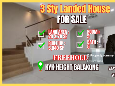 3 Storey Kyk House @ Balakong For Sale