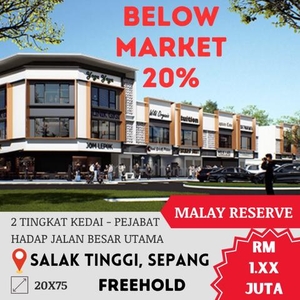 Below Market 20% Shop Lot di tepi Jalan Utama Nilai Sepang.