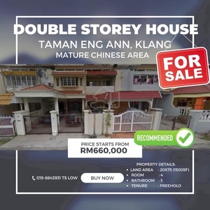 【Below Mv, Taman Eng Ann】2 Storey House, Klang , Berkeley, 100% Loan
