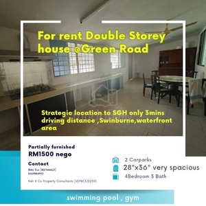 For Rent Double Storey landed house in Green Road.