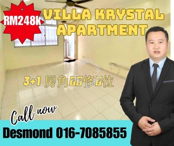 FULL LOAN Villa Krystal Apartment SKUDAI Renovated And CORNER Unit