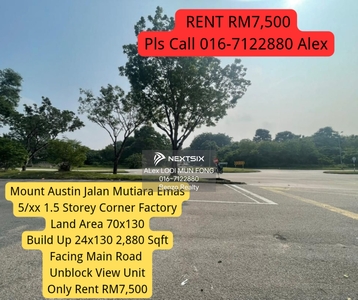 Mount Austin Jalan Mutiara Emas 5/xx 1.5 Storey Corner Factory For Rent Johor Jaya Taman Daya Pandan