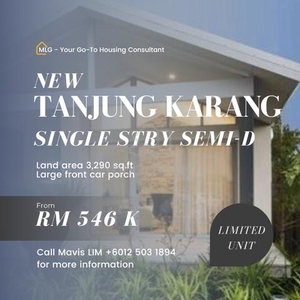 New Unit ⭐Big Single Storey Semi-D House @ Tanjung Karang for Sale
