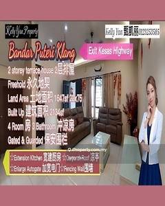 Bandar puteri klang 2 storey house extended kitchen 2134sf 4room 22x75