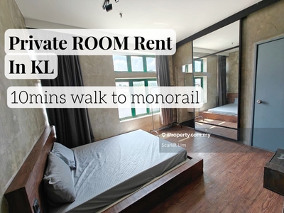 Private Master Bedroom for rent in KL 10mins walk to monorail