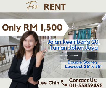 Johor jaya double storey low cost corner for rent for sale