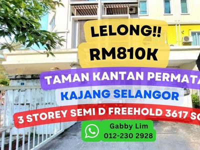 Lelong Super Cheap 3 Storey Semi D at Kajang Selangor