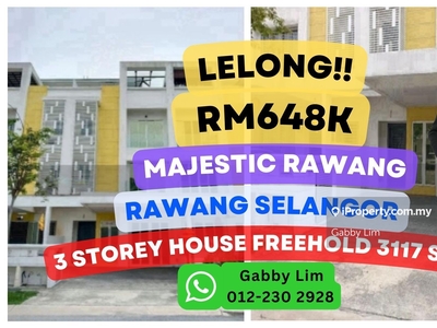 Lelong Super Cheap 3 Storey House @ Majestic Rawang Selangor