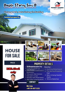Double Storey Semi Detached House at Lintang Park in Kuching for Sale