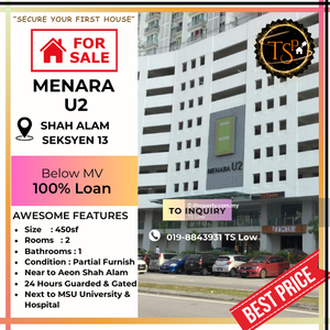 Menara U2 @ Shah Alam Seksyen 13 for Sale, 100% Loan, Below Mv 25%