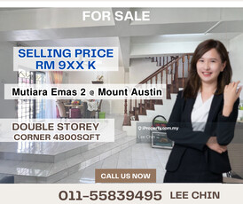 Mount austin mutiara emas 2 double storey corner partial furnish sale