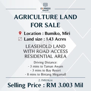 Agriculture Land at Bumiko, Miri [1.43 Acres]
