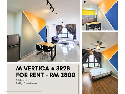M Vertica @ Cheras 【Move In Ready 3R2B F.Furniture】For Rent walk distance Sunway Velocity , LRT & MRT , SRJK , PGRM , Tmn Maluri