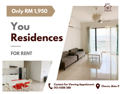 You Residences 3+1Room【For Rent】 @ Batu 9,Cheras Easy Access Cheras-Kajang Express , SUKE , MRT Taman Suntex , Eko Cheras , Leisure Mall