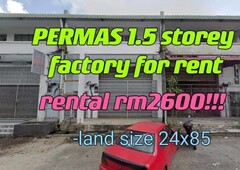 Permas 1.5 storey factory for rent
